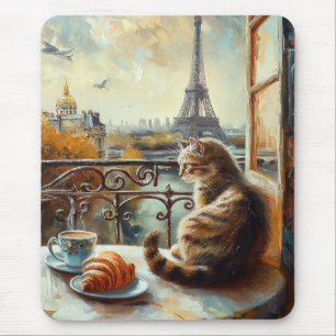 Tapis De Souris Un matin à Paris   Chat au gingembre dans un café