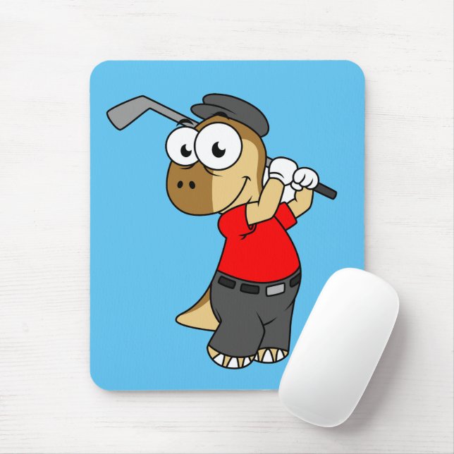 Tapis De Souris Un Pachycéphalosaure Dinosaure Jouer Golf. (Avec souris)