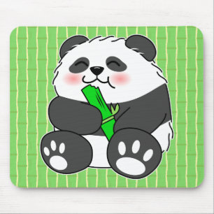 Tapis De Souris Un Panda Bébé Mignonne Mangeant Stalk Bambou