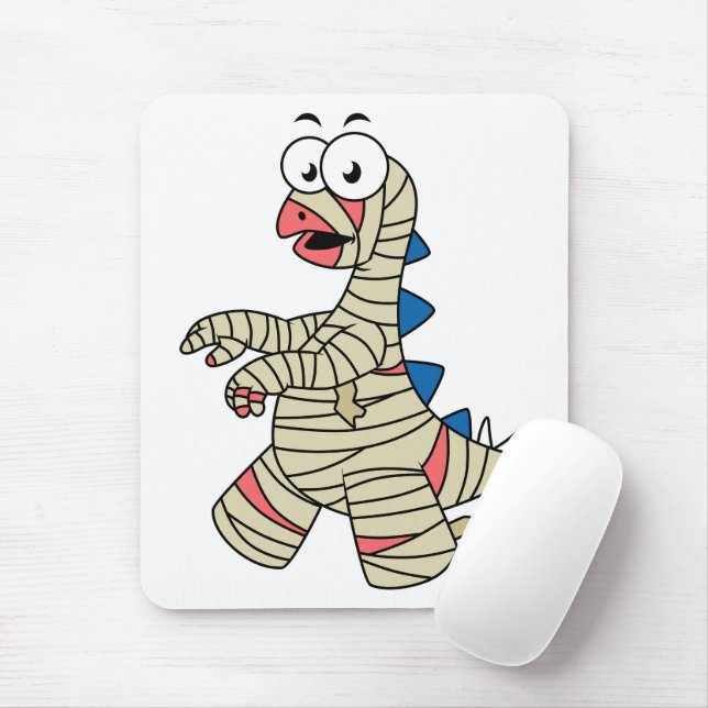 Tapis De Souris Un Stegosaurus Caricature Habillé Comme Une Maman. (Avec souris)