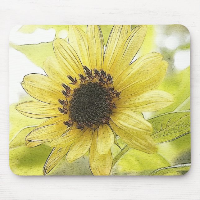 Tapis De Souris Un tournesol jaune citron simple (Devant)