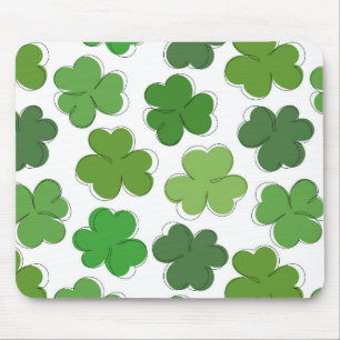 Tapis De Souris Un trèfle vert chanceux. Shamrock hiérarchique.