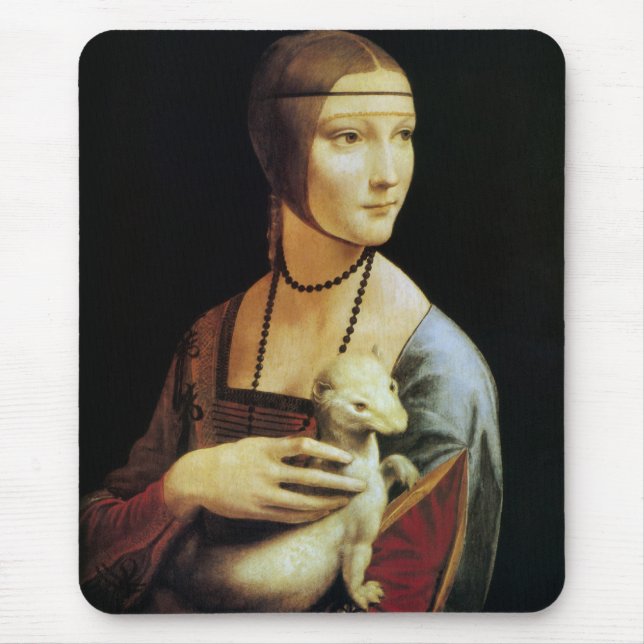 Tapis De Souris Une dame avec une mine par Léonard de Vinci (Devant)