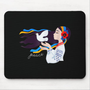 Tapis De Souris Une fille colombe de paix soutient l'Ukraine souti