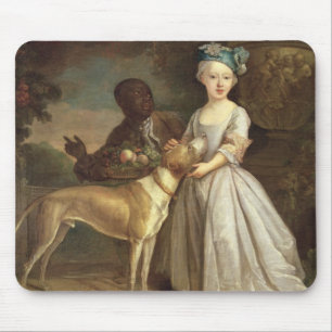 Tapis De Souris Une jeune fille avec un chien et une page, 1720-30