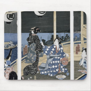 Tapis De Souris Une lune d'automne au-dessus de Fukagawa