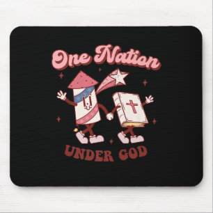 Tapis De Souris Une nation sous Dieu chrétien 4 juillet américain