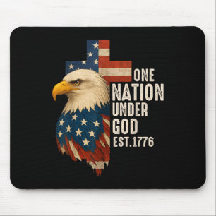 Tapis De Souris Une nation sous Dieu Drapeau 4 juillet Patriotique