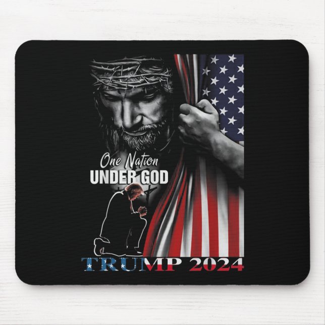 Tapis De Souris Une nation sous Dieu Trump 2024 Dieu drapeau améri (Devant)