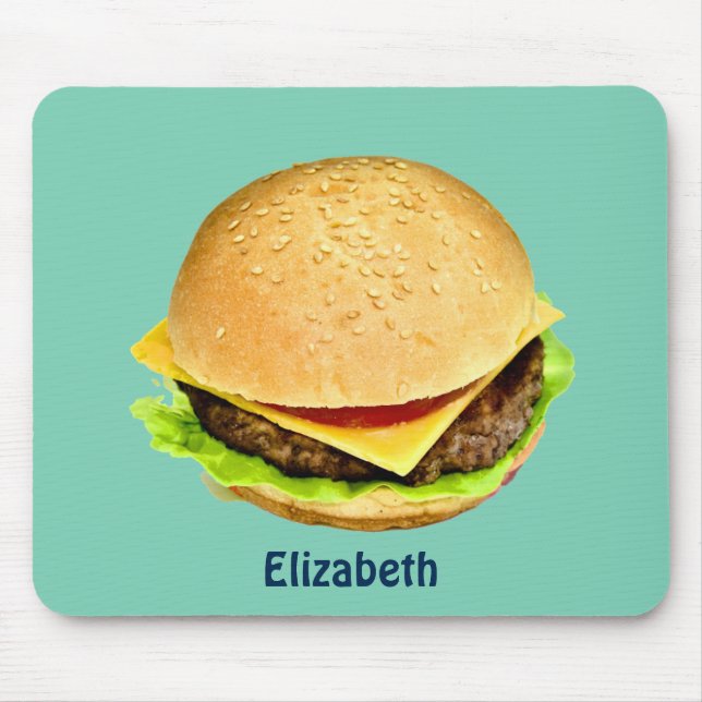 Tapis De Souris Une photo personnalisée d'un gros cheeseburger jut (Devant)