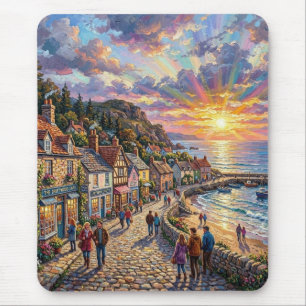 Tapis De Souris Une promenade de village balnéaire magnifique au c
