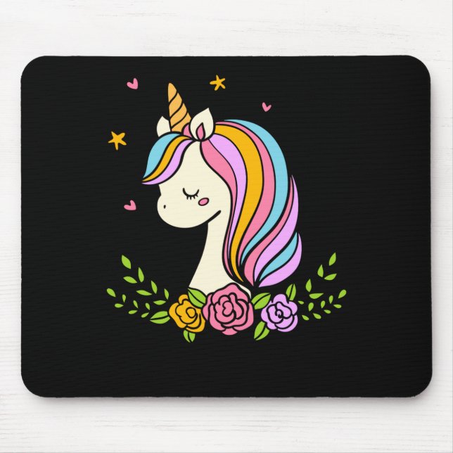 Tapis De Souris Unicorn Cute Whimsical Girly D Name  (Devant)