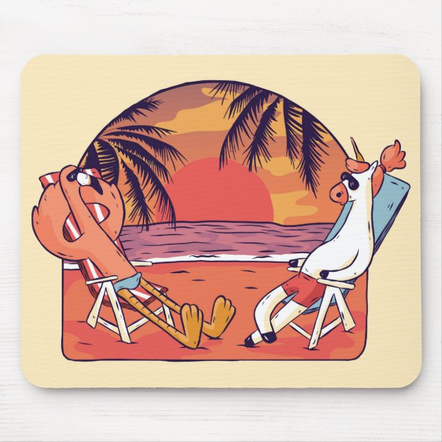 Tapis De Souris Unicorn Flamant rose Beach (Devant)