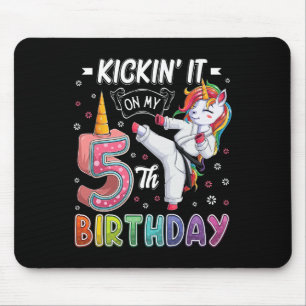 Tapis De Souris Unicorn Karate 5e anniversaire Cinq 5 ans Taekw