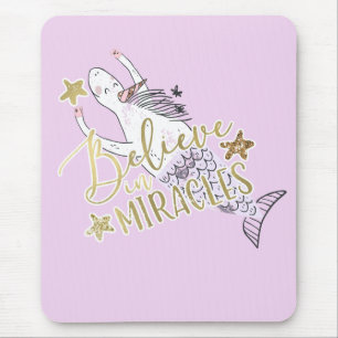 Tapis De Souris Unicorn Mermaid Moderne tendance croire en Miracle
