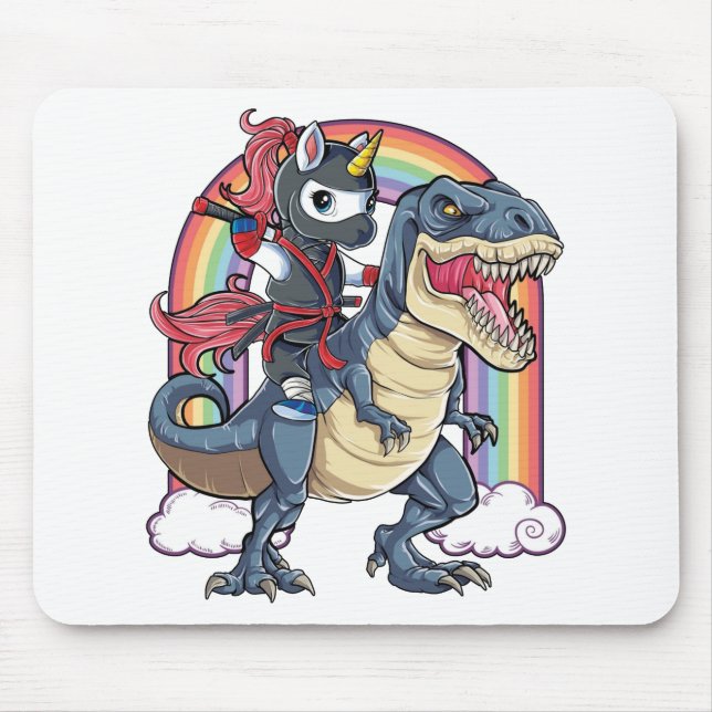 Tapis De Souris Unicorn Ninja équitation Dinosaur (Devant)