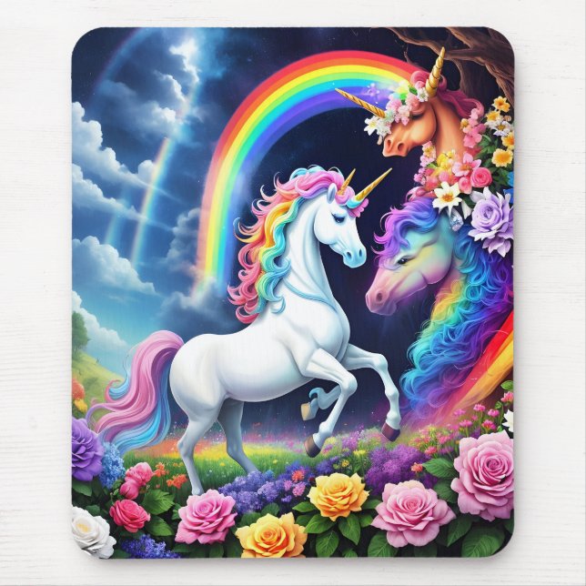 Tapis De Souris Unicorne arc-en-ciel une (Devant)