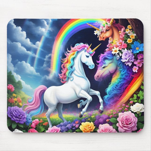 Tapis De Souris Unicorne arc-en-ciel une (Devant)