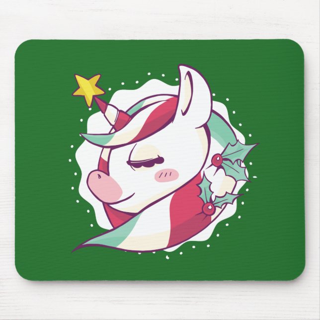 Tapis De Souris Unicorne de Noël (Devant)