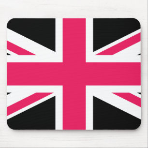 Tapis De Souris Union Jack ~ Noir et blanc rose chaud