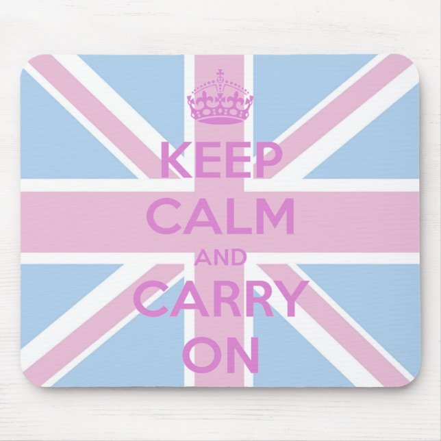 Tapis De Souris Union Jack rose et bleu (Devant)