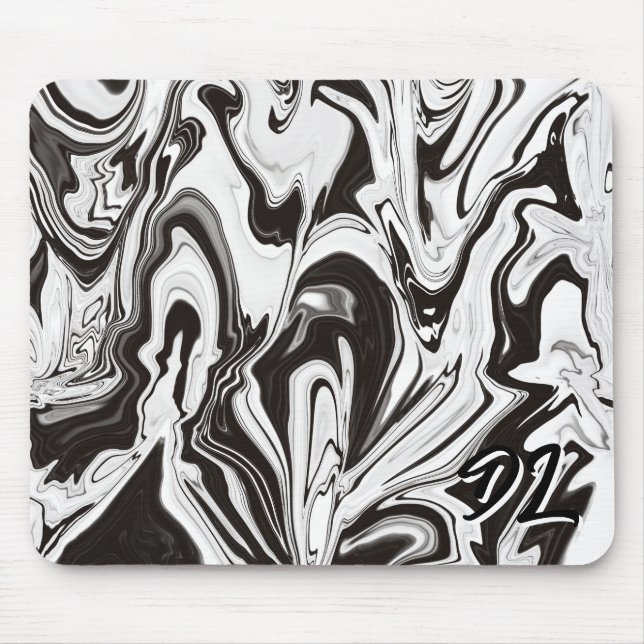 Tapis De Souris Unique B&W Marble Abstrait Liquid Mousepad (Devant)