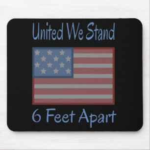 Tapis De Souris United We Stand 6 Feet Apart USA Drapeau