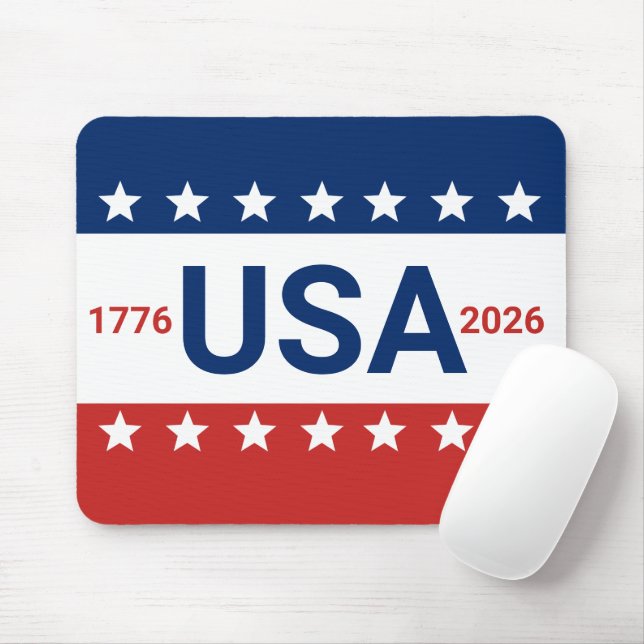 Tapis De Souris USA 1776 2026 250th Anniversary Red White Blue (Avec souris)
