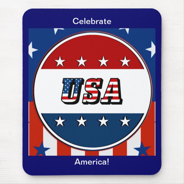 Tapis De Souris USA - Drapeau américain et étoiles dans le cercle  (Devant)