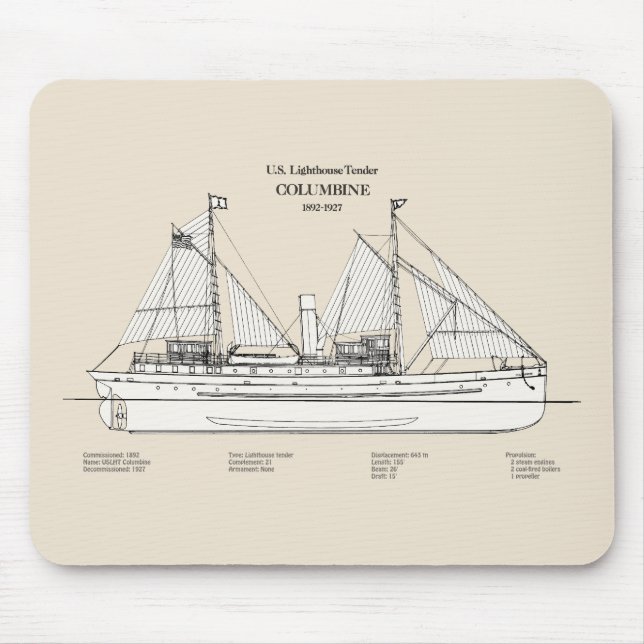 Tapis De Souris USCG Lighthouse Tender Columbine - SBD (Devant)
