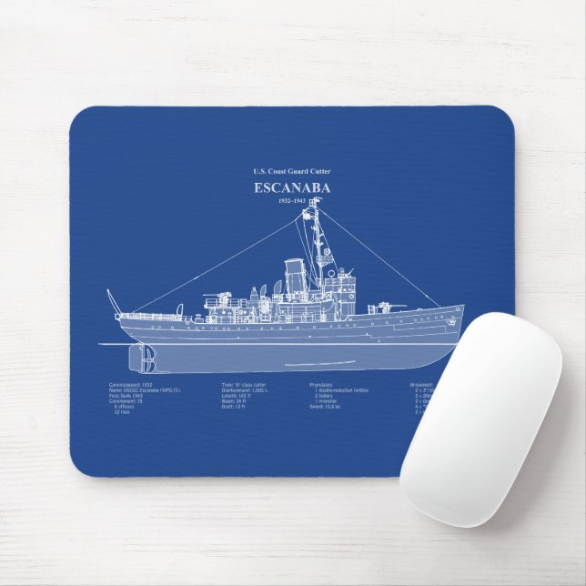 Tapis De Souris USCGC Escanaba wpc-77 - ABD (Avec souris)