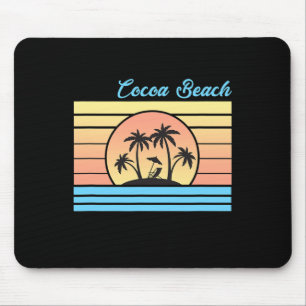 Tapis De Souris Vacances à Cocoa Beach 80's Pastel Voyage Fête Cad