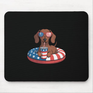 Tapis De Souris Vacances d'été drôle 4 juillet teckel 