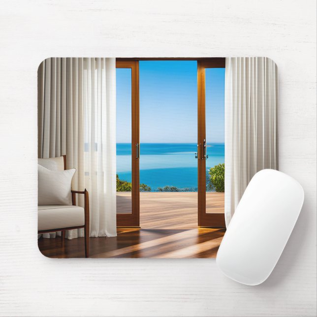 Tapis De Souris Vacances Vue Tropicale À La Porte (Avec souris)