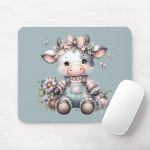 Tapis De Souris Vache Bébé mignonne Pastel dans les salons avec fl