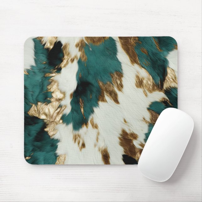 Tapis De Souris Vache blanche de l'Ouest Emerald Gold (Avec souris)
