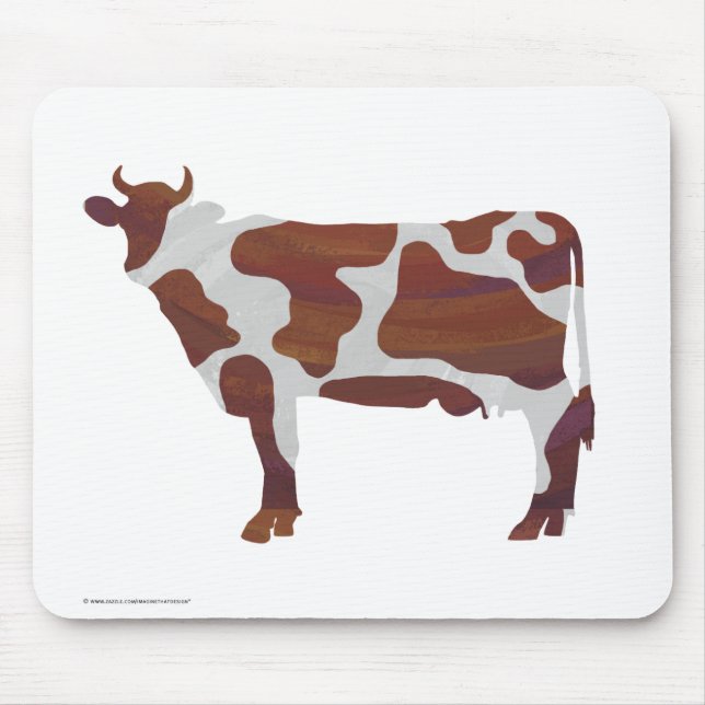 Tapis De Souris Vache Brown et blanche Silhouette (Devant)