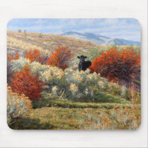 Tapis De Souris Vache dans l'automne plaçant Mousepad