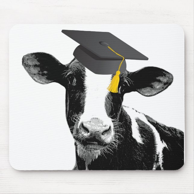 Tapis De Souris Vache drôle à obtention du diplôme de (Devant)