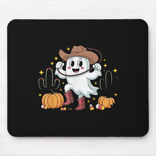 Tapis De Souris Vache drôle d'Halloween Fantôme Western automne Po (Devant)