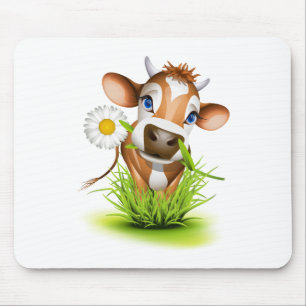 Tapis De Souris Vache du Jersey dans l'herbe