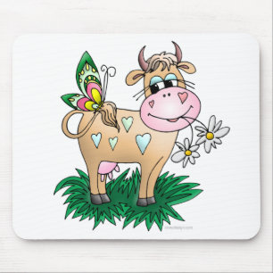Tapis De Souris Vache et papillon