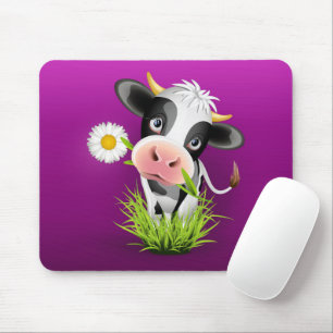 Tapis De Souris Vache Holstein mûre dans l'herbe sur le violet