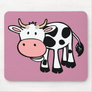 Tapis De Souris Vache souriante avec marguerites