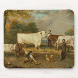 Tapis De Souris Vaches avec un berger