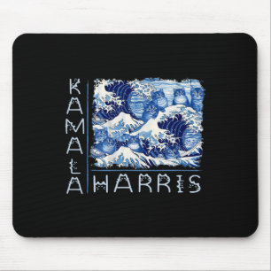 Tapis De Souris Vague Mignonne De Chats Bleus Pour Kamala Harris D