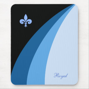 Tapis De Souris Vagues abstraites dans des tons bleus & fleur de l
