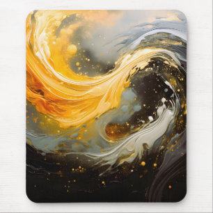 Tapis De Souris Vagues modernes en marbre abstrait doré
