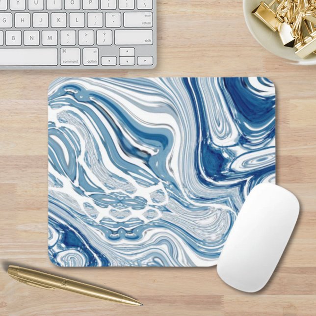 Tapis De Souris vagues nautiques de la plage de la côte tourbillon (coast beach nautical waves watercolor blue swirls mouse pad)