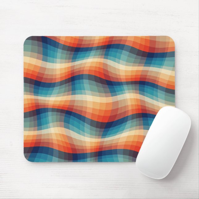 Tapis De Souris Vagues Rétro Colorées Vintage (Avec souris)